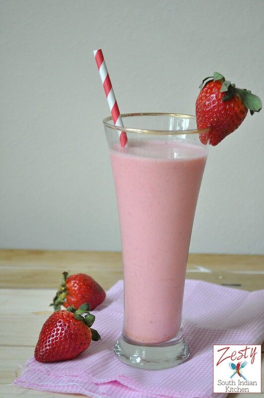 Strawberry Buttermilk Smoothie - Zesty South Indian Kitchen