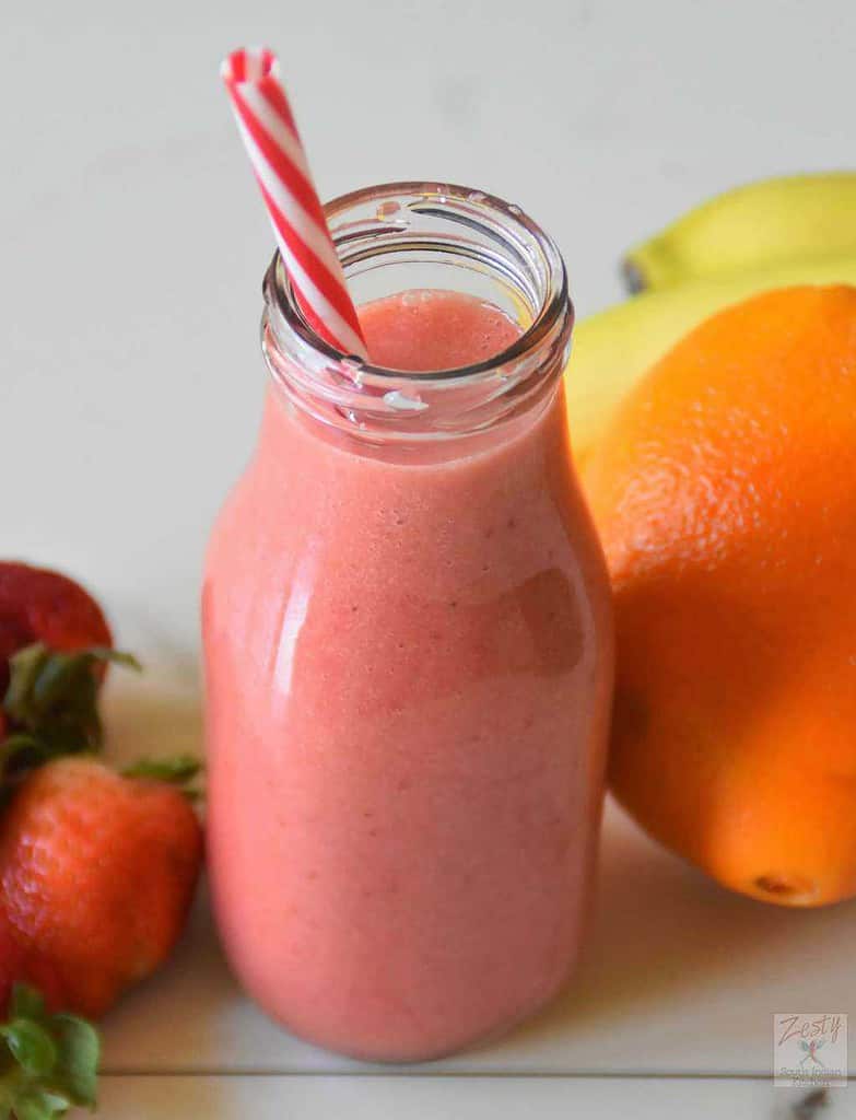 Strawberry banana orange smoothie Zesty South Indian Kitchen