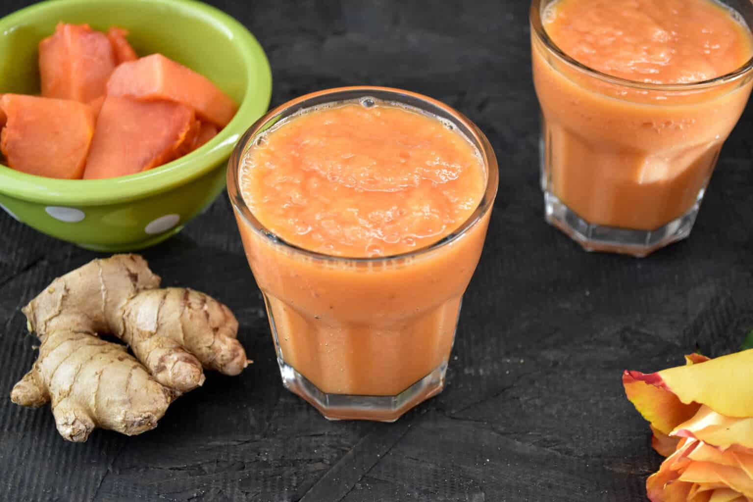 Papaya Ginger Banana Smoothie - Zesty South Indian Kitchen