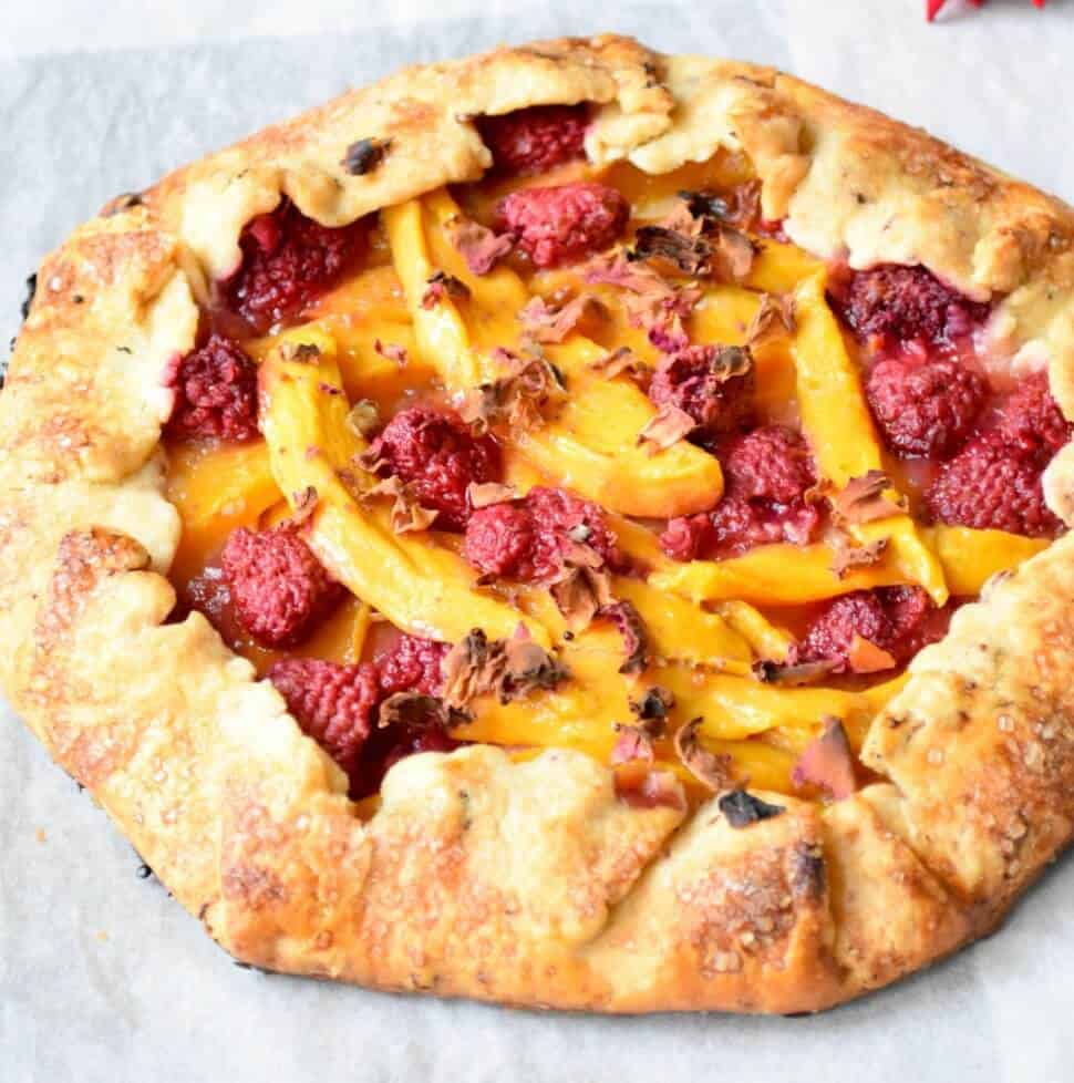 Mango Raspberry Rose Galette - Zesty South Indian Kitchen